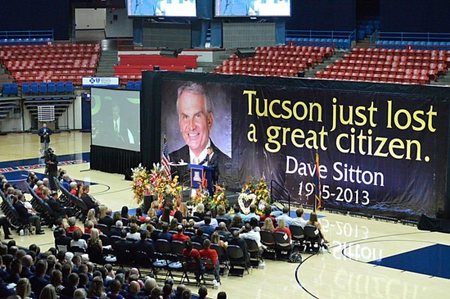 Brian Valencia/ Arizona Daily Wildcat

The Dave Sitton Memorial was held at Mckale Center on Sunday, Aug. 18, 2013. Sean Mooney hosted the memorial service. 