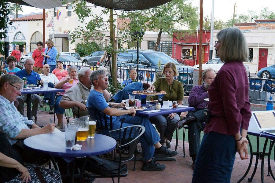 Cole Malham/ Arizona Daily Wildcat

Dr. Mary Peterson talks at this season's first Science Cafe at Magpies on Tuesday. 