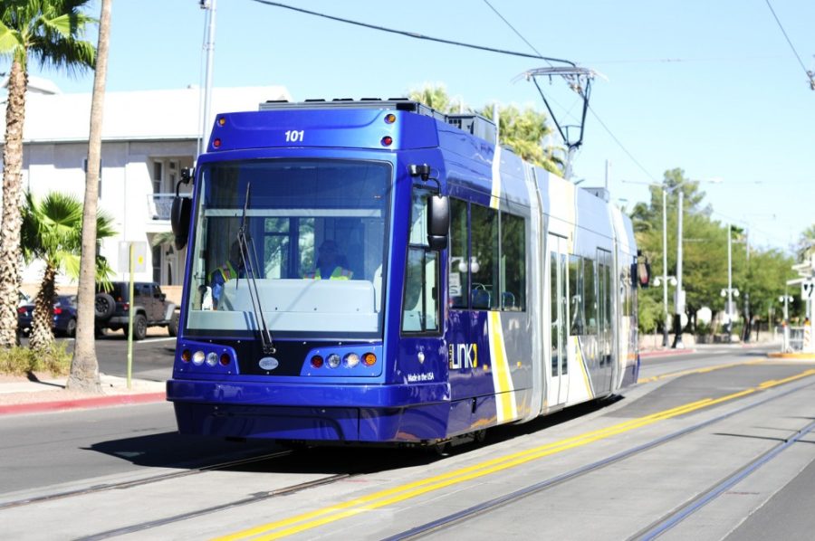 Tyler Baker / The Daily Wildcat

One of the new streetcars was being tested yesterday on the streets of Tucson. Although not ready for public use, it is training and certifying drivers.