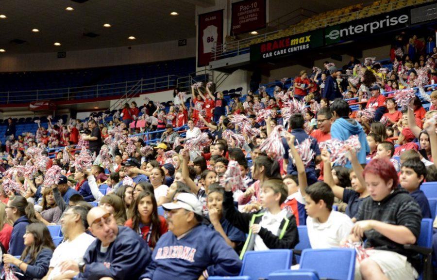 Ryan+Revock+%2F+The+Daily+Wildcat%0A%0ALocal+area+students+fill+the+McKale+Center+for+School+Day+at+the+UA+vs.+Wake+Forest+womens+basketball+game+on+Tuesday.++Wake+Forest+defated+the+Wildcats+70-58.