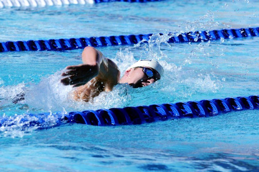 Tyler Baker  / The Daily Wildcat

Tyler Fowler swims freestyle against UNLV on Oct. 25 at home.