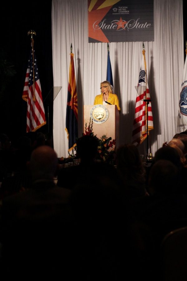 File photo/ The Daily Wildcat

Arizona Governor Jan Brewer speaks for The State of The State Address at The Westin La Paloma Resort on Jan. 15. Brewer released the statess Executive Budget proposal last Friday.