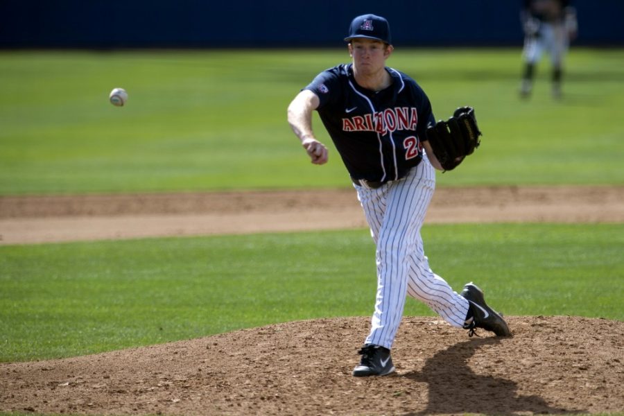 Carlos Herrera/The Daily Wildcat

Sophomore Cody Hamlin throws during his debut at Hi Corbett Field on Sunday against Kent State. Hamlin allowed 1 run on 4 hits with 3 strikeouts.