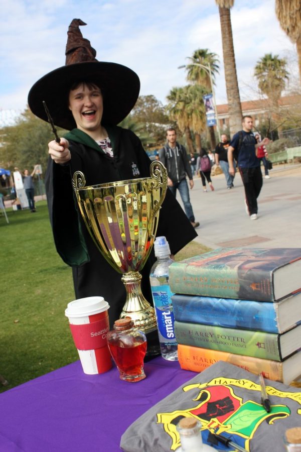 Savannah Douglas/ The Daily Wildcat

Sarah Vining, a member of the UA Harry Potter Alliance., recruits new members on the UA mall on Tuesday. The UA HPA works for positive social change from a Harry Potter angel.