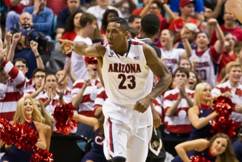 	Freshman forward Rondae Hollis-Jefferson celebrates against Colorado last week in Las Vegas in front of a throng of Arizona supporters. The Wildcats earned the No. 1 seed in the West Region in the NCAA tournament and are expected to play in front of pro-UA crowds again.