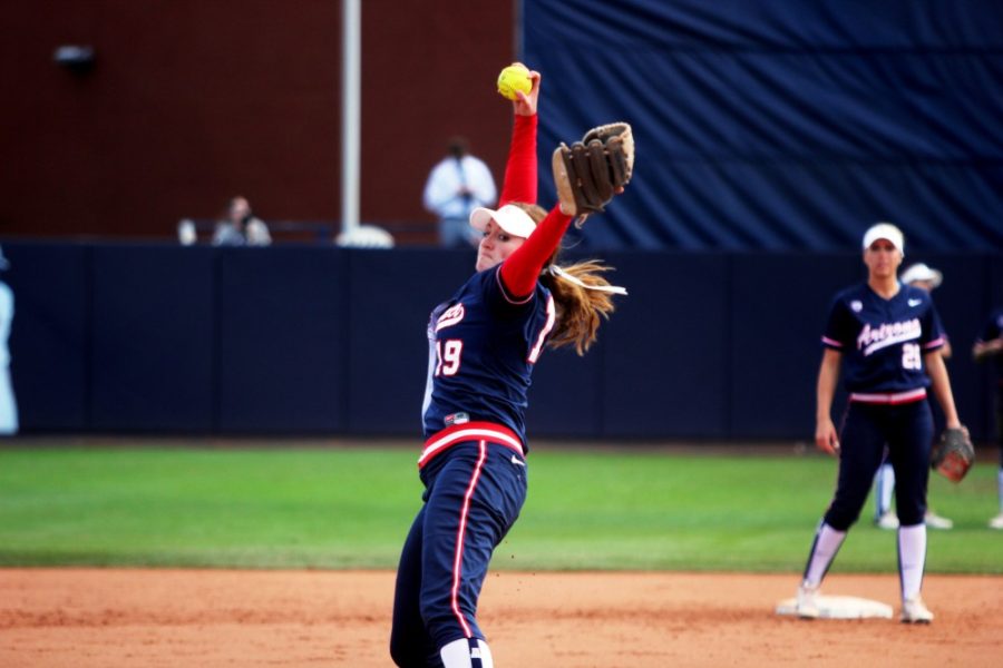 Rebecca Marie Sasnett/ The Daily Wildcat

Starter Kenzie Fowler pitched three strikeouts and three walks during Arizona's four inning 9-1 win against Indiana in the Wildcat Invitational at Hillenbrand Memorial Stadium on Sunday.