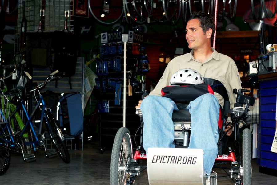 	Chris Wenner, a UA alumnus and former psychology professor, is a quadriplegic cycler. Wenner said he plans to ride his motorized cycle across the continental U.S.