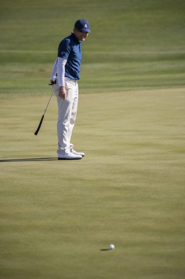 Carlos Herrera / The Daily Wildcat

UAs [CHECK] Christian Colegrove [CHECK] misses a putt during the first day of the Arizona Intercollegiate golf tournament hosted at Casino Del Sols Sewailo Golf Club. The 14-team tournament will feature 36 holes of play on Monday and the final 18 holes on Tuesday.