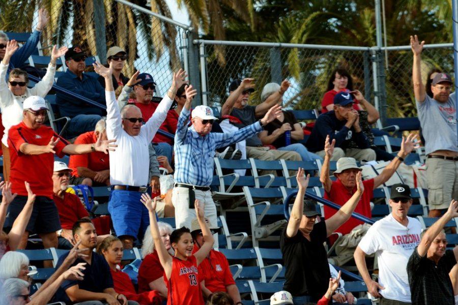 Devin Means/ The Daily Wildcat

Arizona baseball fans cheer during a home game. 


