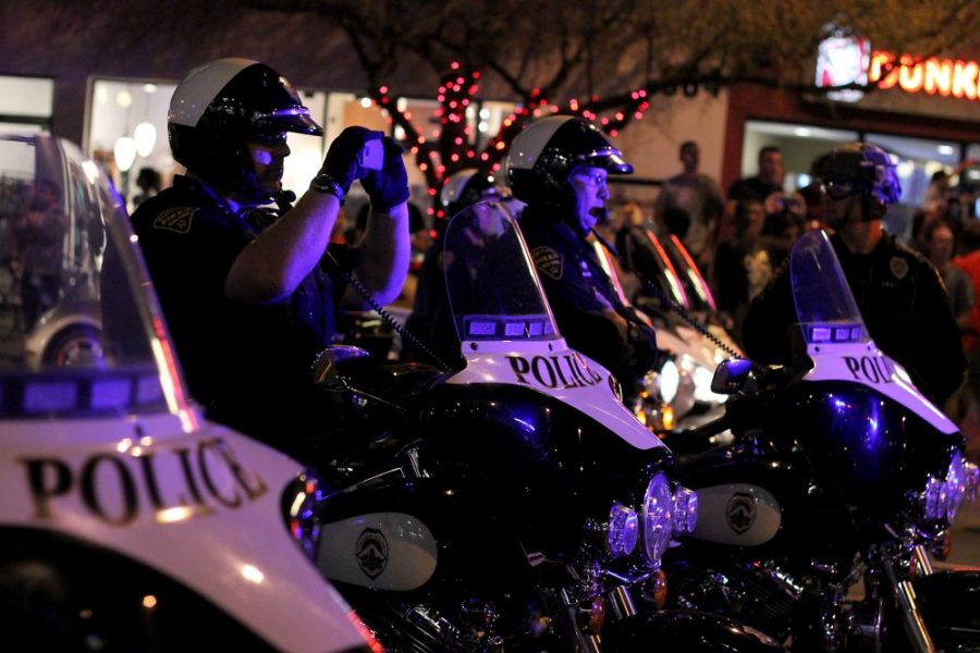 Rebecca Marie Sasnett / The Daily Wildcat

Wildcat fans clash with the Tucson Police Department on University Boulevard on Saturday after Arizona lost 64-63 to Wisconsin in the NCAA Touramanet Elite Eight on Saturday evening at the Honda Center in Anaheim, Calif.