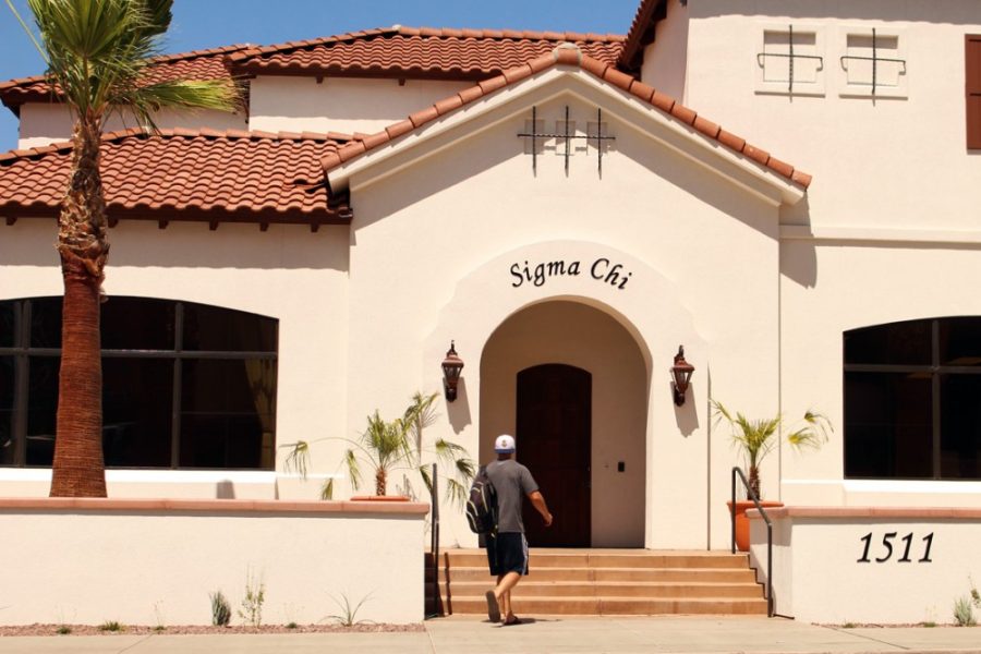 Cecilia Lisset Alvarez / The Daily Wildcat

Students come in and out of the Sigma Chi house through out the day Sep. 5, 2014. 
