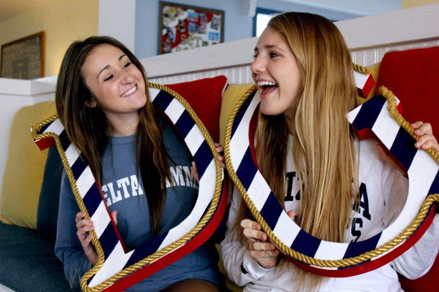 Savannah Douglas / The Daily Wildcat

Bayleigh Preston (left) and her little, Molly Delmore (Right), a pre-business freshman, are in the Delta Gamma sorority. Both of their mothers were in the Delta Gamma sorority. 