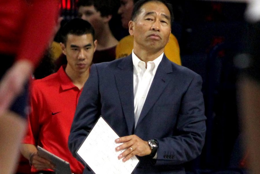 Arizona volleyball head coach Dave Rubio, pictured on September 24, 2015 against ASU. The Wildcats lost Saturday to rival ASU and await their NCAA tournament fate as announcements come out Sunday.