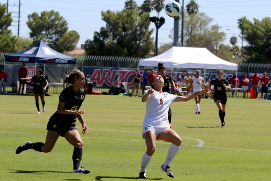 Owen Forest / The Daily Wildcat

During the first half of Arizonas 1-0 win against Oregon at Mulcahy Stadium on Sunday, Oct. 5, 2014.