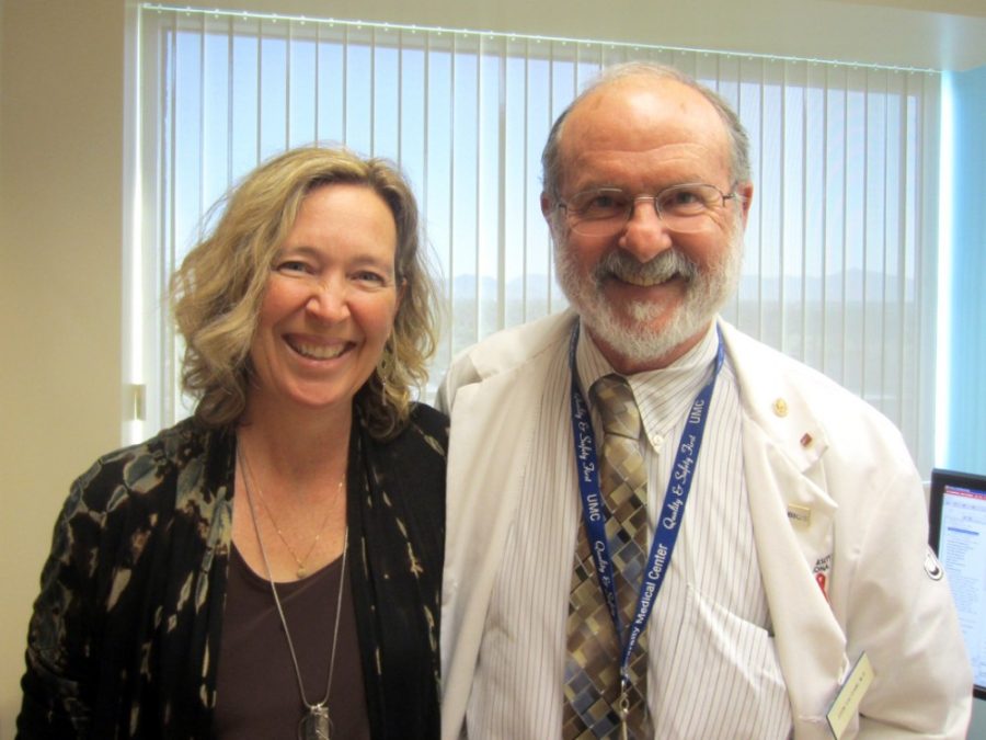 UA professor and director of Valley Fever Center for Excellence Dr. John Galgiani (right) with local Tucsonan Victoria OConnor (left). Galgiani has worked on an experimental valley fever drug that is being tracked by the U.S. Food and Drug Administration, which is expected to be ready for human testing in 2015.