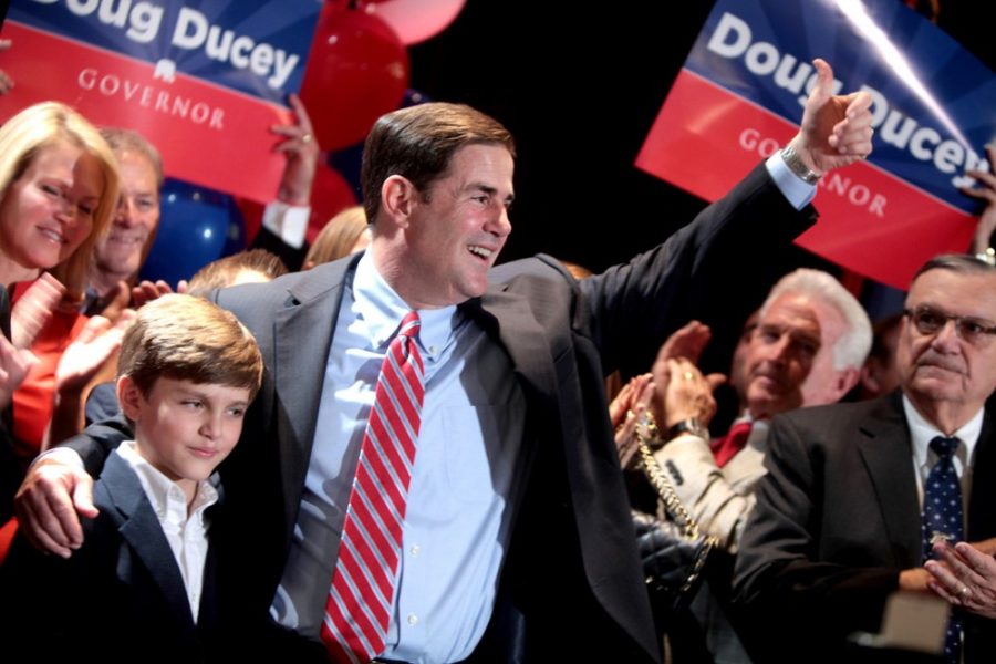 Courtesy of Gage SkidmoreRepublican Doug Ducey accepts his partys nomination for governor of Arizona on Aug. 26, 2014. Ducey was elected governor of Arizona Tuesday night.