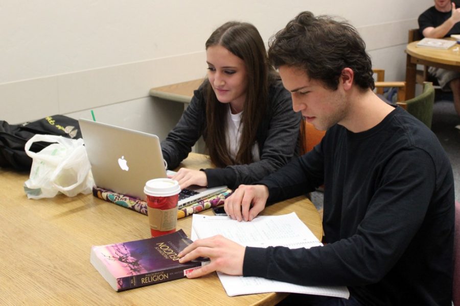 Owen Forest / The Daily Wildcat

Pre-physiology sophmore Trevor Durflinger and Political Science sophmore Stephanie Littig study chemistry and public policy and administration respectively in the Main Library on Dec. 8th.