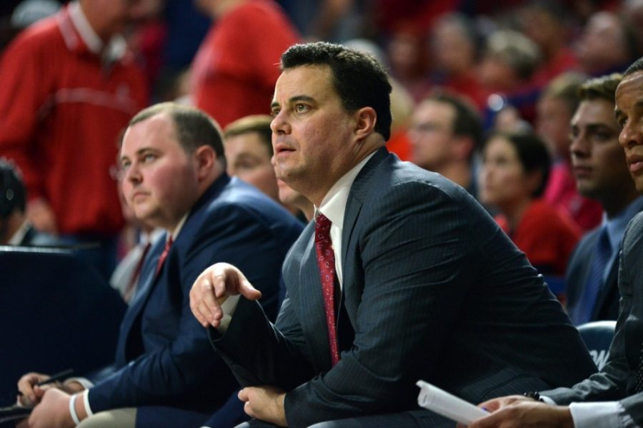Arizona+mens+basketball+head+coach+Sean+Miller+looks+on+the+action+during+Arizonas+80-53+victory+over+Michigan+on+Dec.+13+in+McKale+Center.%26%23160%3BMiller+and+the+Wildcats+will%26%23160%3Bend+non-conference+play+against+UTEP+and+UNLV+in+the+first+two+true+road+games+of+the+season