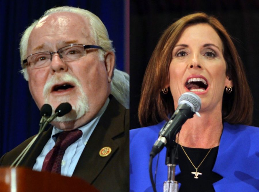 Democrat Ron Barber, left, and Republican Martha McSally, right, give speeches during their election parties on Nov. 4. A judge denied Barbers request to count an additional 133 ballots.