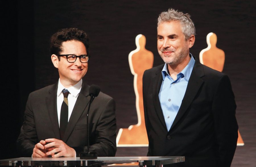 Directors J.J. Abrams, left, and Alfonso Cuaron announce the nominations for 11 of 24 categories for the 87th Academy Awards from Beverly Hills on Thursday, Jan. 15, 2015 in Los Angeles. (Al Seib/Los Angeles Times/TNS)