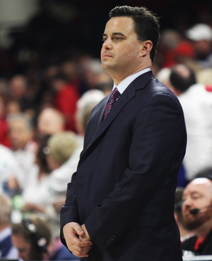 Arizona mens basketball head coach Sean Miller stoically watches his team defeat Oregon State 57-34 in McKale Center on Jan. 30. Miller and the Wildcats have rebounded nicely from the ASU defeat earlier in the month.