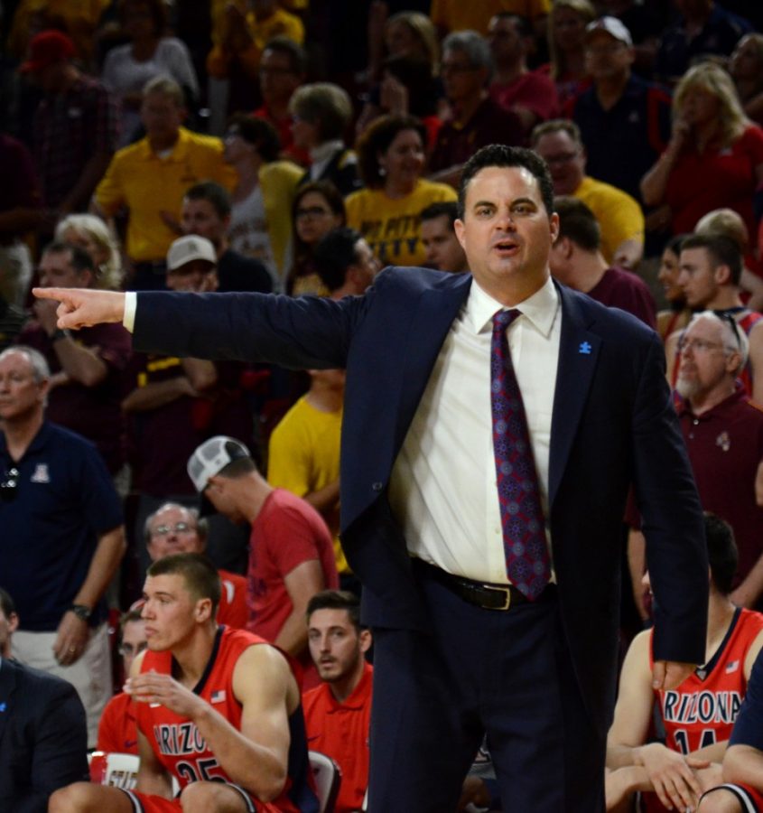 Arizona mens basketball head coach Sean Miller yells during Arizonas 81-78 loss on Saturday at Wells Fargo Arena. The Pac-12 Conference, as a whole, will be better next season behind an influx of talent.