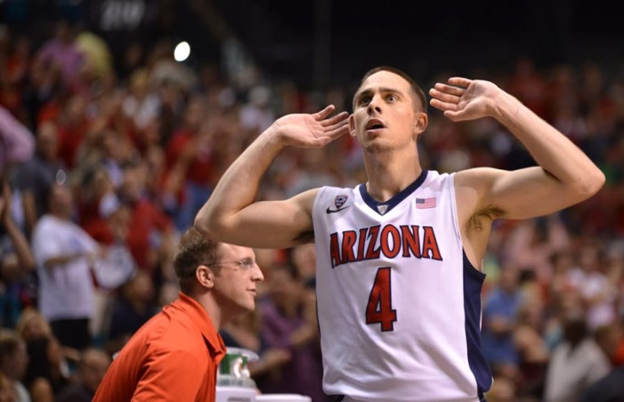 Arizona mens basketball guard T.J. McConnell (4) gestures toward the  crowd during Arizonas 80-52 victory over Oregon in the Pac-12  tournament Championship Game at the MGM Grand Garden Arena in Las Vegas,  Nev., on March 14. McConnells last game as an Arizona Wildcat could  come on Thursday or Saturday.