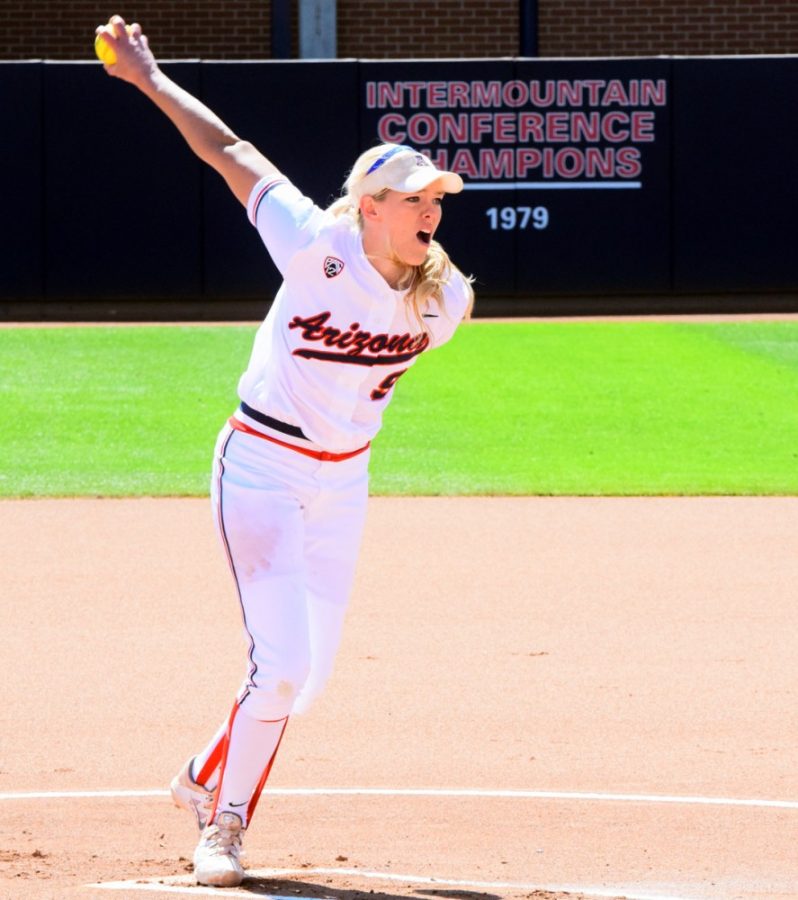 Arizona+softball+pitcher+Michelle+Floyd+%2894%29+pitches+during+Arizonas+8-3+win+against+UNLV+on+Wednesday.+Floyd+and+the+Wildcats+take+on+several+ranked+oppenents+over+the+weekend%2C+including+No.+1+Florida.