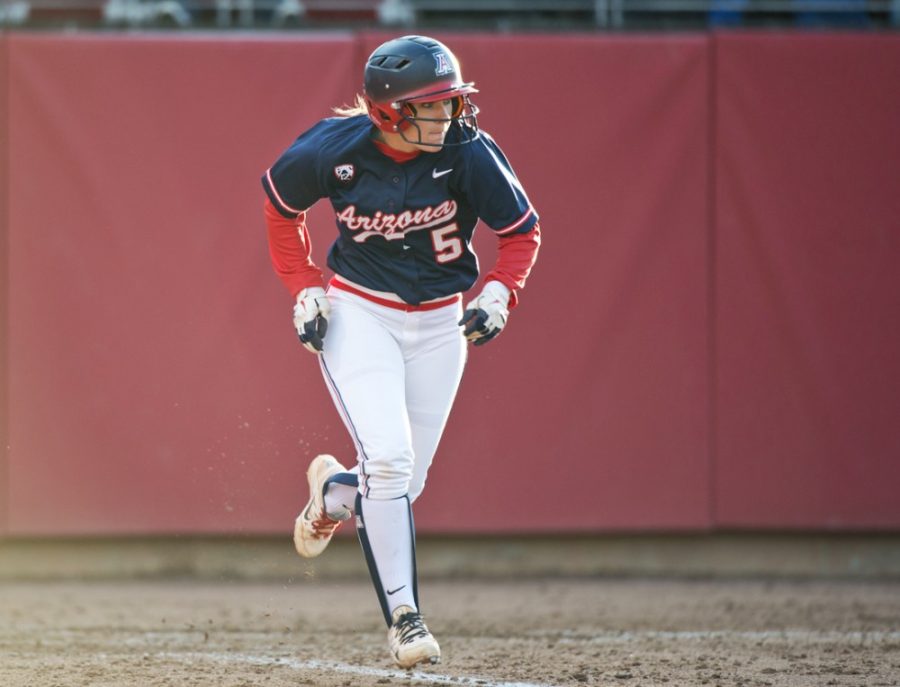 Courtesy of Kiffer Creveling / The Daily Utah ChronicleArizona softball utility Hallie Wilson (5) runs the bases during Arizonas 10-7 loss to Utah in the Dumke Family Stadium in Salt Lake City on Friday. Wilson and the Wildcats lost the series 2-1 against the Utes.