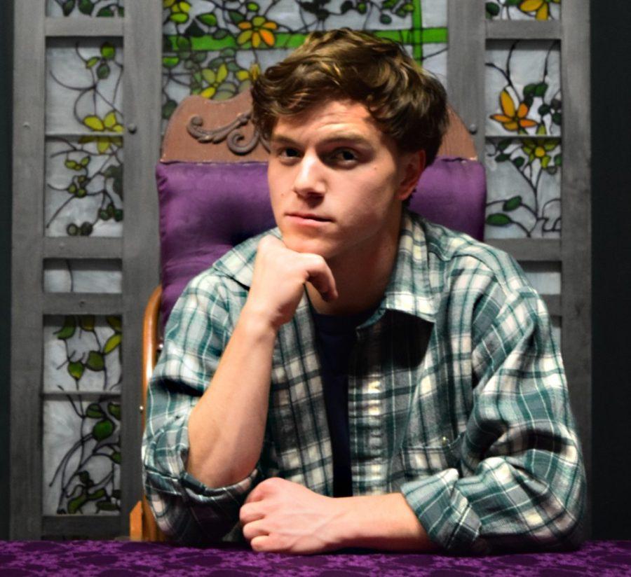 Musical+theatre+sophomore+Josh+Dunn+poses+for+a+photo+in+the+Marroney+Theatre+on+Tuesday+evening.+Dunn+will+play+the+lead+role+of+Henrik+Egerman+in+A+Little+Night+Music.