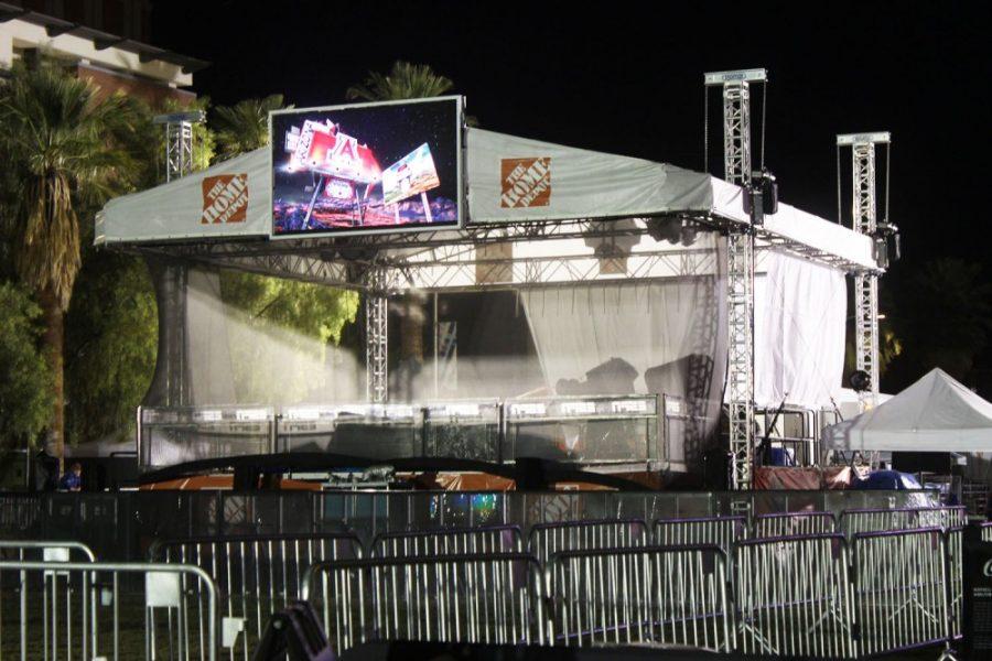ESPN College GameDay stage on the UA Mall ready for national attention. The No. 9 UCLA Bruins head to Tucson to face No. 16 Arizona Saturday. 