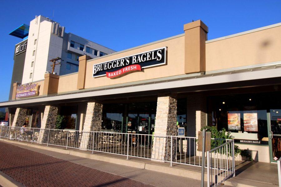 Conveniently located on the corner of Campbell Avenue and Speedway Boulevard, Brueggers Bagels is a savory stop for a variety of baked goods. However, the photos presented of the food do not accurately represent what is served.