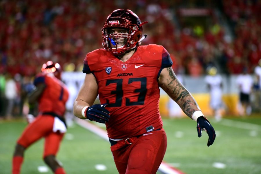 Linebacker+Scooby+Wright+III+%2833%29+exits+the+field+after+a+defensive+play+on+Saturday%2C+Sept.+26.+It+was+his+first+game+back+after+a+season-opening+injury.