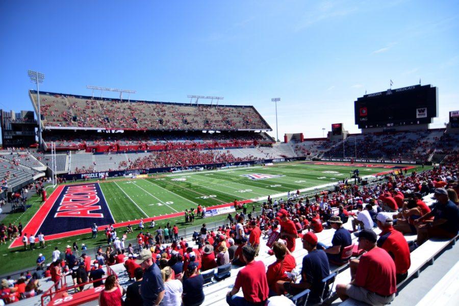 Arizona fans find their seats in preparation for the game at Arizona Stadium on Saturday, Oct. 10 before the Wildcats win against Oregon State.
