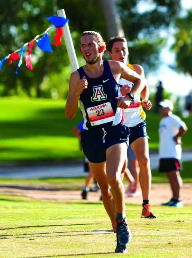 Arizona cross country athlete Sam Willis (23) runs in the 2015 Dave Murray Invitational on Friday, Sept. 18. Both the men and womens cross country teams swept the Twilight Invitational on Friday against competitors from around the state of Arizona. 