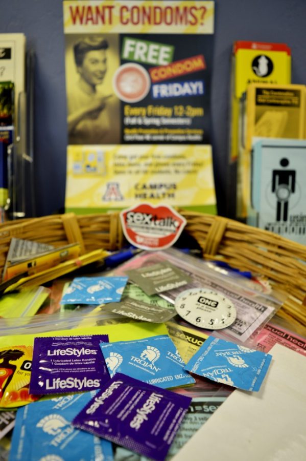 The UAs Health Promotion and Preventative Services at Campus Health Service gives out free condoms on Free Condom Fridays. 68 percent of the UA student body reported using condoms during the Campus Helath and Wellness Survey, and the university is ranked as one of the top five universities in the country for sexual health.
