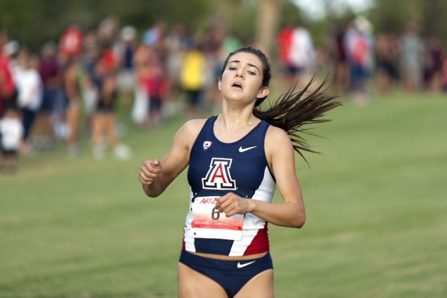 Arizona cross country athlete Taryn Estavillo (6) runs at the Dave Murray Invitational on Friday, Sept. 18.