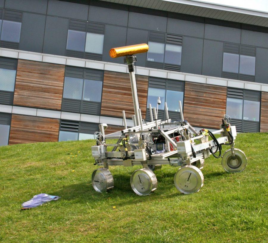 Courtesy of Mike Peel / CC BY-SA 4.0An ExoMars prototype rover sits on a hill in Hatfield, Hertfordshire, England, in 2009. The rover is scheduled for a 2018 launch date for its mission to find life on Mars.