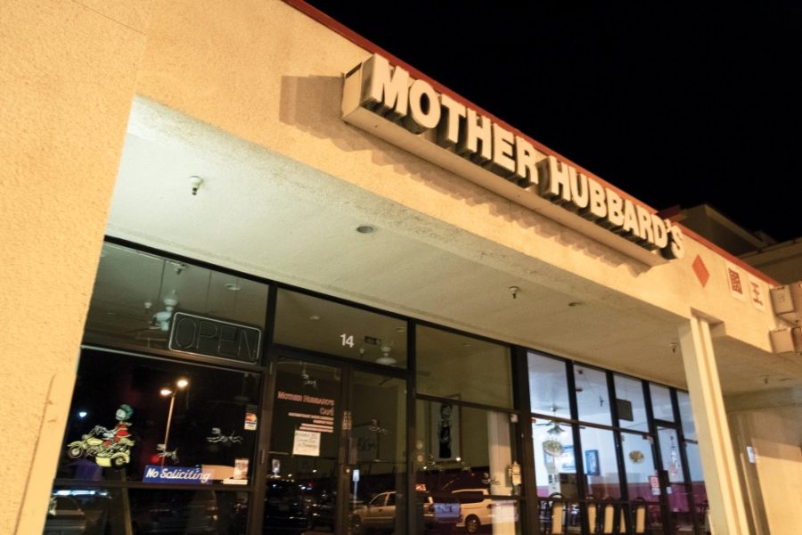Mother Hubbard’s Cafe, located at 14 W. Grant Rd., illuminated under street lights on Thursday, Nov. 5. The diner has a quaint, rustic feel, matched by food that tastes homemade.