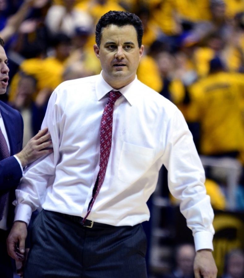 Arizona head coach Sean Miller watches contemptuously during the game in Haas Pavilion in Berkeley, California on Saturday, Jan. 23. The Wildcats have been plagued over the years by down to the wire games. 