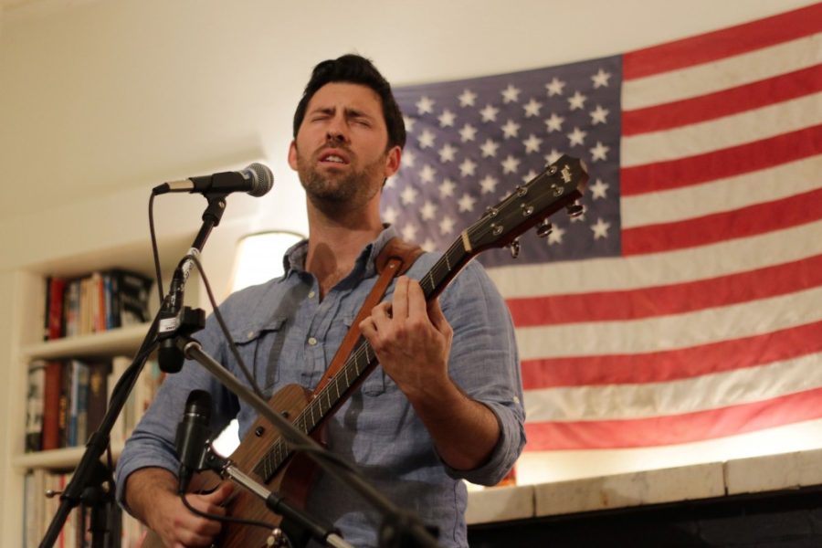 Adam Townsend performs a song at a Sofar event on Jan. 18. Sofar concerts are invite-only events held at secret locations disclosed only to those with tickets. Thea Van Gorp/The Daily Wildcat