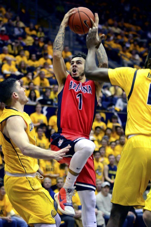 Arizona guard Gabe York (1) dunks in Haas Pavilion in Berkeley, California on Saturday, Jan. 23. The Wildcats lost to California 73-72 in heartbreaking fashion on a missed layup as time expired. 