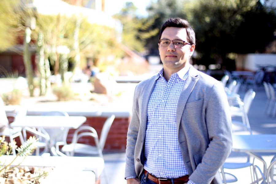 Potential Congress candidate James Villarreal poses outside the Student Union Memorial Center on Friday, Feb. 5. Villarreal recently filed paperwork with the Federal Elections Commission to form an exploratory commission.