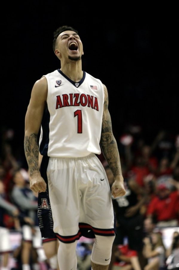 Arizona+guard+Gabe+York+%281%29+screams+in+victory+during+the+game+against+Stanford+University+on+Saturday%2C+March+5.+This+was+Yorks+last+home+game+as+an+Arizona+Wildcat.%0A