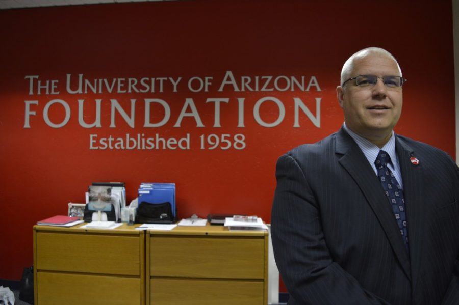John-Paul “JP” Roczniak, new president and CEO of the UA Foundation stands for a photo in his office on Thursday, April 14.