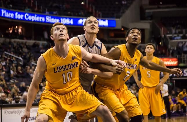 Lipscomb forward Talbott Denny boxes out a defender. Denny will play for Arizona next season as a fifth-year transfer.