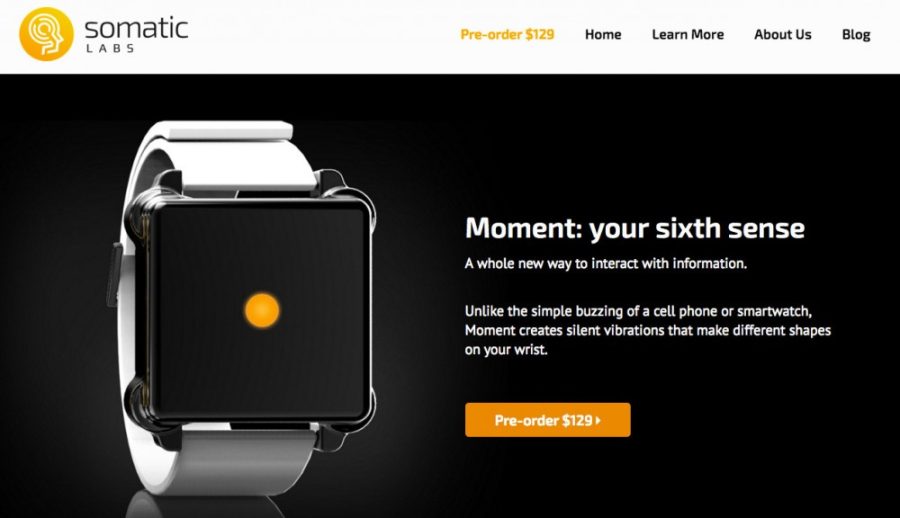 A+screenshot+of+the+Somatic+Labs+website.+You+can+preorder+the+haptic+wristband%2C+Moment%2C+from+the+website.
