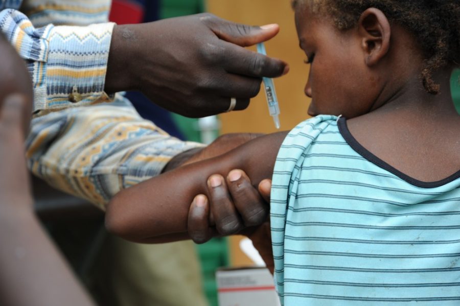 A child receives MenAfriVac™ shot in Burkina Faso in 2010.