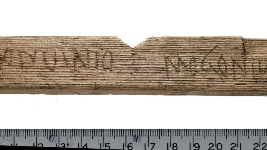 The ancient Roman tablet with the inscription, Londinio Mogontio. The tablet, which was published Wednesday, is the oldest writing found in the UK to reference London by name.
