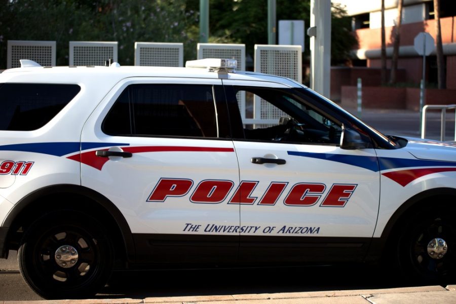 A UAPD officer patrols campus in their squad car on Tuesday, Sept. 6.